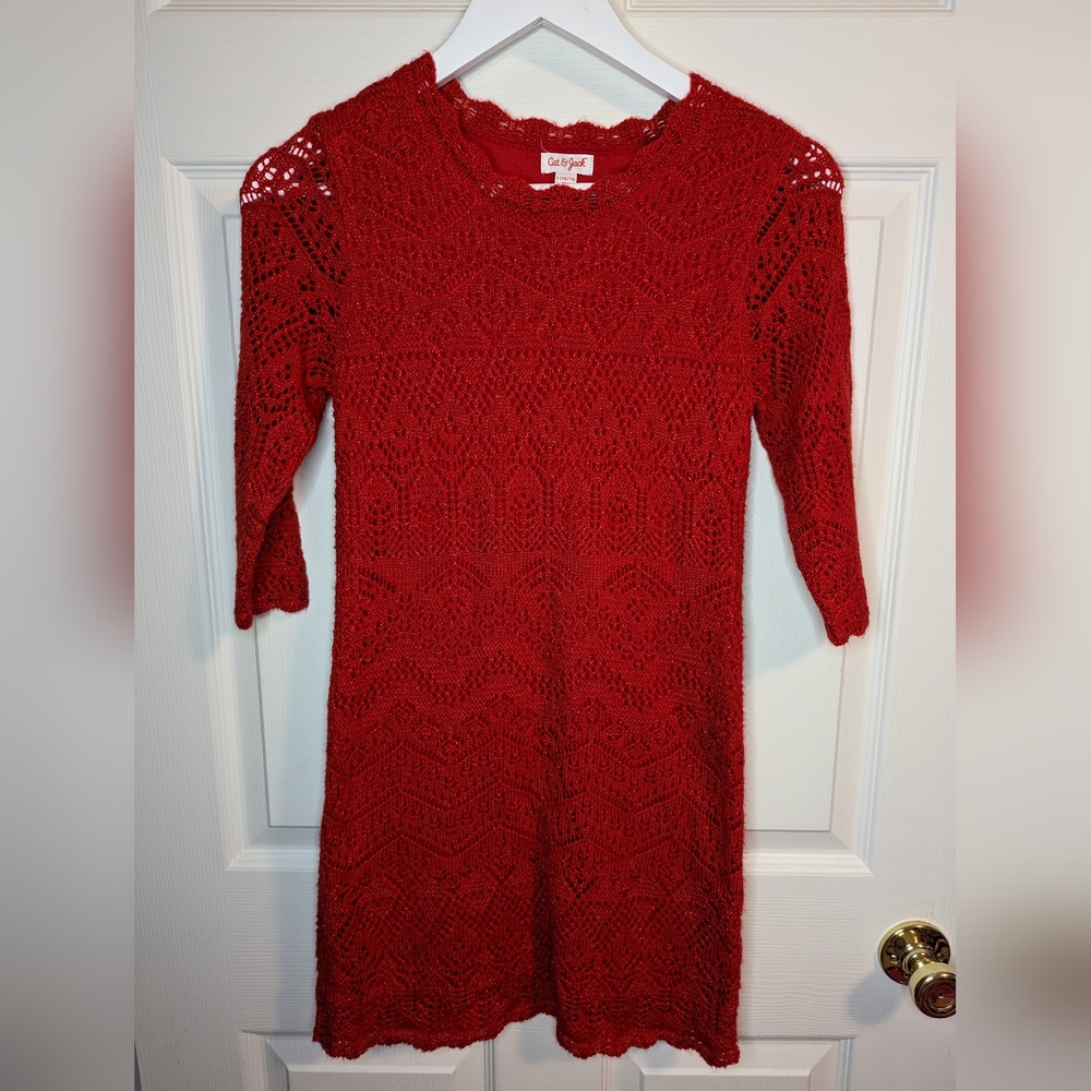 Cat & Jack red sparkly girls dress size large